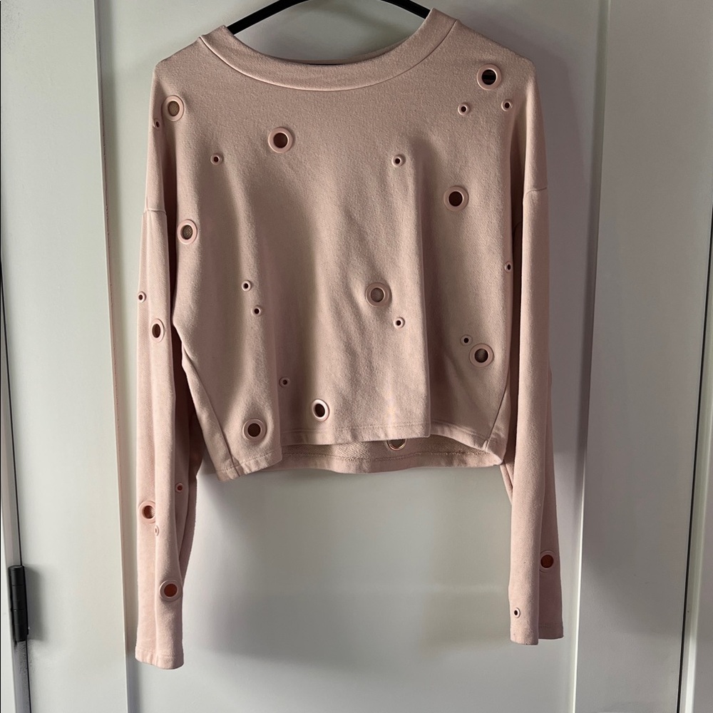 Alo Yoga Pink Cadence Pullover Cutout Cropped Sweatshirt – XS